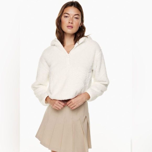 Aritzia Tops - 🤍FINAL SALE🤍 Aritzia Sunday Best White Fuzzy Zip Hoodie Size S